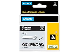 DYMO RHINO 1/2" BLACK VINYL-12MM