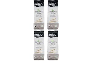 ‎LOTAO Lotao Bio Vollkorn Basmati Reis (4x 500g), Vollkornreis: nachhaltig + hochwertig, Fettarm & Ballaststoffquelle | Brauner Naturreis Langkorn mit erdigem Aroma, vielseitig für herzhafte Gerichte
