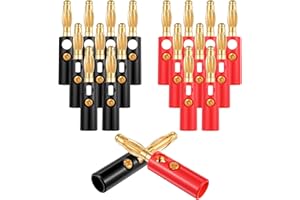 FDCLIXUVOL 20 Stück Bananenstecker 4mm Bananenstecker Banana Steckverbinder Schraubbar Bananensteckers Lautsprecher für Kabel Boxen Endstufen AV-Receiver HiFi Stereoanlagen