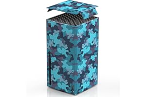 WOLIBEAR Magnetische Wraps für Xbox Series X Konsolenzubehör, neues Design, Hülle aus hochwertigem PU-Leder, Magnetverschluss und obere Abdeckung für Xbox Series X, vollständiger Schutz, Blau Camo