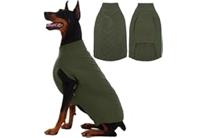 IECOii Large Dog Christmas Jumper,XXL Dog Jumper for Large Dogs Boy Girl,Pullover Dog Sweater 2XL Vest For Winter,Knitted Dog Sweatshirt for Extra Large Dogs,Golden Retriever,Pitbull,Army Green-2XL