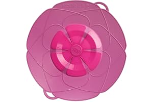 Kochblume das Original, Silikon Überkochschutz für Töpfe und Pfannen, Mikrowellen-Deckel, Spritzschutz und Dampfgar-Aufsatz | (pink, M | Topfgröße 14-20cm)