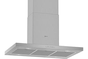 ‎NEFF NEFF I95BBE2N0, N 50, Inselhaube 90 cm, Made in Germany, Abluft oder Umluft, LED-Licht, besonders leise, Intensivstufe – für besonders starke Absaugleistung bei intensivem Kochdunst, Edelstahl