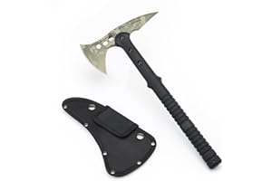 KHU Hacha Supervivencia leña Bushcraft Hacha de Camping - con Funda para Caza, Pesca, Camping, Outdoor, Supervivencia y Bushcraft (Verde - 05A)