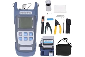 FYEARFLY Kit de terminación de fibra Kit de herramientas de fibra, juego de conexión en frío de fibra con medidor de potencia óptica Comprobador de fibra óptica Cuchilla de fibra Pelador de fibra Pluma de luz