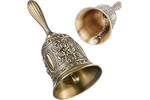 FLOTRUTE Handglocke, Klassische Zinklegierung Lautrufglocke Traditionelle Handgriff-Service-Rufglocke für Schule, Abendessen am Empfang, Hotelservice, Bronze