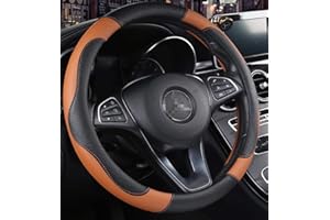 ISTN Unisexe de Sport Style Contraste Couleur antidérapant Sweat Respirant PU 38 cm en Similicuir caches de Volant de Voiture Orange