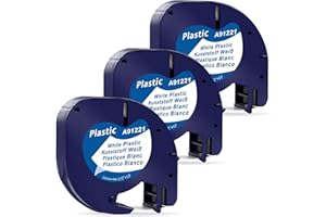 MarkField Plastique Ruban 12mm Compatible avec Dymo LetraTag Plastic White Rubans 91201 S0721610 Étiquettes 12mm x 4m pour Etiqueteuse LT-100H LT-100T XM XR 2000 Plus, Noir sur Blanc