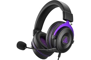 EKSA E900 PC Gaming Headset, Wired Headphones with Detachable Noise Cancelling Microphone, 3D Stereo Sound Comfortable Fit, 50mm Driver, Gaming Headphones for PS4 PS5 Xbox One Computer (Purple)
