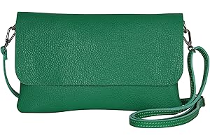 AMBRA MODA AmbraModa GLX11 - Damen Umhängetasche, Clutch, Handytasche aus echtem Leder mit abnehmbarem und verstellbarem Schultergurt, geeignet für Handys und Tablets bis zu 7 Zoll