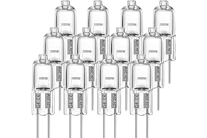FUNNYME G4 Halogen Bulbs, 12 Pcs 10W 12V Halogen Light Bulbs 2 Pin Clear Capsule Lamp Bulb, Halogen-Pin-Base-Lamp Warm White Light Clear Capsule for Cooker Lighting, Signal Lights, Track Lighting (12)