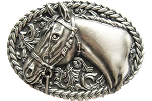 Jean's Friend Vintage Silver Plated Horse Head Western Cowboy Belt Buckle Gürtelschnallen