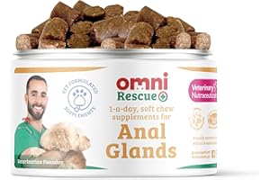 Omni Anal Glands Dog Supplements - Dragons’ Den Winners, One-a-Day Supplement, Psyllium Husk & Apple Pectin, Daily Chew Dog Treat for Full, Blocked or Odorous Glands, 30 Servings, Medium 15-30Kg