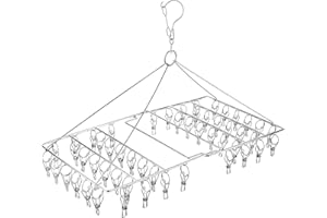 ‎SKROAD Stainless Steel Sock Drying Rack, Swivel Hook Wind-Proof Clothes Hanger Rack for Socks, Underwear, Shoe Insoles, Baby Clothes, Gloves