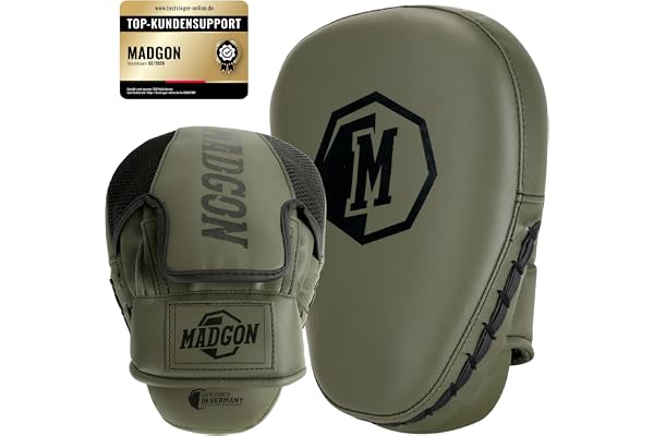 MADGON Pao Boxe avec Rembourrage de Haute Qualité pour Une Absorption Optimale des Chocs – Patte d’Ours Boxe Durable pour Les Arts-Martiaux, Le Kickboxing et la Boxe- 1 Paire - Sac Inclus
