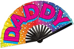 SoJourner Bags Rainbow Pride Fan – Rave Fan und Festival Fan – Großer faltbarer Fächer für Halloween, Raves & Pride Outfits für Frauen & Rave Accessoires – Clack Fan Handfächer