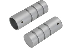 Liedeco Endkappe, Endstück Zylinder mit Rillen für Gardinenstange 20 mm ø Pur | Silber | 2 Stück