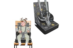 NAIZY Seduta rialzata per bambini, con schienale pieghevole e cintura di sicurezza a tre punti, spugne per rialzo della sedia, colore grigio