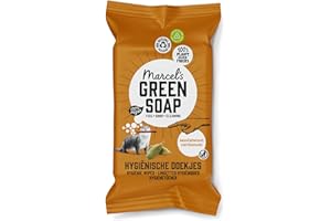 ‎MARCEL'S GREEN SOAP Marcel's Green Soap Hygienische Feuchttücher - Biologisch abbaubare Tücher - Sandelholz & Kardamom - Auf Pflanzenbasis - Umweltfreundliche Reinigungstücher - Packung mit 60 Stück
