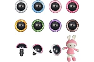 MUCUNNIA Amigurumi Yeux de sécurité pour crochet avec rondelles en plastique coloré à paillettes pour animaux en peluche, jouets en peluche et jouets au crochet (20 mm)