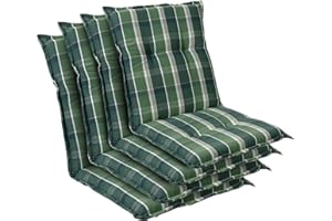 Homeoutfit24 Prato - Cojín Acolchado para sillas de jardín, Hecho en Europa, Respaldo bajo, Resistente a los Rayos UV, Poliéster, Relleno de Espuma, 103 x 52 x 8 cm, 4 Unidades, Verde