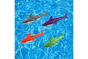 Xrten Set of 4 Pcs Underwater Game Diving Shark Toys, Pool Water Toys Set for Training Kids