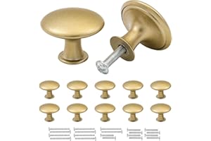 Misuyue Lot de 10 boutons de meuble dorés mats - 30 mm - Pour armoires, tiroirs, meubles, armoires de cuisine, armoire