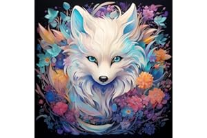 Rheskbecy Diamond Painting Set für Erwachsene,DIY 5D Diamant Painting Polarfuchs, Diamond Painting für Kinder,Home Wall Decor 30x30cm