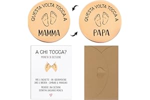 GEBETTER Moneta Decisionale Regalo per Neo Genitori Natale, Moneta di Decisione Regalo Neo Mamma Papà, Regalo Nascita Gravidanza Battesimo Donna Incinta Baby Shower Neonati (Oro rosa)