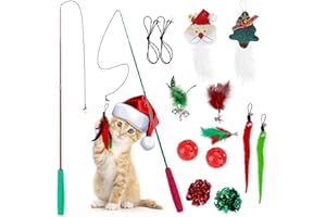 Oziral 18 Pezzi Giochi per Gatti,Giochi Gatto Piume Giochi Interattivi,Inclusi 2 Bacchetta Retrattabile 12 Teaser di Piume di Ricambio 2 Giocattolo dell'arcobaleno della (16 Pezzi)