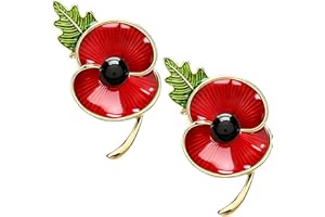 YUEBAOWAN 2 Pcs Poppy Badges and Pins 2025: Red Enamel Poppy Pin Badge, Remembrance Day Never Forget Poppy Brooch Veterans Memorial Gift