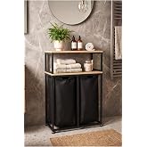 miyuhome Metal Kızaklı &Ccedil;amaşır Sepeti 2X40 LT Kirli Sepeti Raflı Banyo Dolabı B&uuml;y&uuml;k Boy 2 Katlı Kirli Sepeti &Ccedil;ok Renkli 60 x 