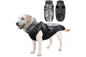 PETCUTE Abrigo para Perro de Invierno,Impermeable Chaqueta de Invierno para Perros con Arnés,Resistente al Viento,Ajustable,Reflectante Ropa para Mascotas Perros Pequeños, Medianos y Grandes