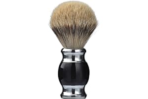 JEQUIL&CORENVEO Je&Co 100% Silvertip Badger Hair Shaving Brush, Handmade Shaving Brush with Fine Resin Handle and Stainless Steel Base (Black)