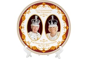 The Leonardo Collection His Majesty King Charles III & Queen Camilla Coronation Commemorative Plate with Stand Gift, Multicolour, one Size