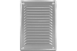 ADGO Rejilla de ventilación para pared, rejilla exterior plana de metal con rejilla atornillada para chimenea, protección contra insectos, resistente a la corrosión, plateado (14x21, acero inoxidable)