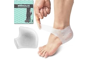 WOOHEALTH Silicone Heel Protectors for Cracked Heels, 4PCS Gel Blister Prevention for Boots, Gel Heel Cups for Plantar Fasciitis and Achilles Tendonitis Heel Pain Relif for Men and Women (Clear)
