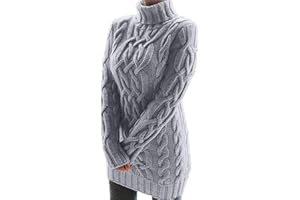 YRASILAND Pullover Damen Winter Langarm Rollkragen Winter Hohe Taille Lose Pullover Kleid Pullover Jumper Pullover Damen Herbst Winter Pullover Winter Elegant Baumwolle Winterpullover Damen Warm Lang