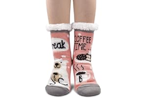 ZFSOCK Calcetines Antideslizantes Zapatillas Mujer: Invierno Suaves Térmicos Gruesos Calentar Divertidos Pantuflas Andar De Estar Por Casa Cumpleaños Navidad Graciosos Regalos Para Madres 1 Par 35-41