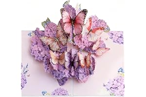 ‎BYZANDQI BYZANDQI® Pop-up-Karte 3D Schmetterlingen und Blumen - Geburtstagskarte für Frauen, Freundin, Mutter - Gute Besserung, Danke, Jahrestag (Lila Schmetterling)