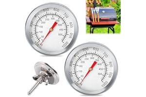 BYZESTY Juego de 2 termómetros analógicos para barbacoa, termómetro de tapa precisa para barbacoa y horno de pizza para medir la temperatura de cocción
