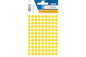 ‎HERMA HERMA 1841 Punktaufkleber Klebepunkte gelb, 540 Stück, Ø 8 mm, 108 pro Bogen, selbstklebend, Markierungspunkte für Kalender Planer Basteln, matt, blanko Papier Farbpunkte Etiketten Aufkleber