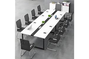 TAZYEE Konferenztisch große– Moderner Besprechungstisch mit Kabelmanagement – Büroarbeitstisch für Seminarraum, Coworking, Besprechungsraum, großer Esstisch - Stuhl Nicht im Lieferumfang enthalten