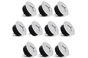 ‎LINOVUM linovum 10er Set Feuchtraum Einbaustrahler Rahmen IP65 für Bad & Dusche - 10x Einbaurahmen Edelstahl Optik mit GU10 Fassung