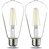 Amazon Basics Lampadina a LED vintage, ST64, attacco Edison E27, 7 W (equivalente a 60 W), con filamento chiaro, confezione d