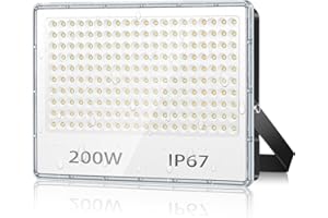 TASINUO Faretto LED da Esterno 200W, 20000LM Faro LED Esterno 6500K Bianca Fredda, Applique da Esterno Impermeabile IP67 Luci da Esterno per Giardino Terrazza Garage Cortile