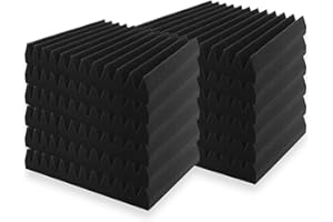 SK Studio Zestaw 12 kwadratów paneli ściennych Akustyczny klinowy Home Studio obróbka dźwiękoszczelna, akcesoria piankowe 30 x 30 x 5 cm, czarny