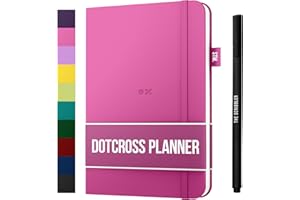 AGENDA A5 DOTCROSS (Pianificatore proiettile) di Scribbles That Matter - Half Bujo Half Planner - Aggiungi in modo creativo concentrazione, produttività e salute mentale nella tua vita - Rosa