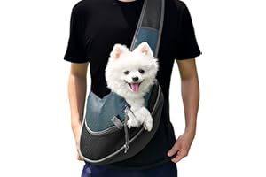 YUSHENGTAI Sac de transport pour petits chiens jusqu'à 6 kg, sac de transport réglable et sac de transport avec bandoulière, maille respirante - Pour chiots, chats et petits animaux en plein air, voyages