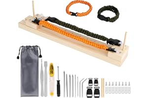 LEDOO 20 Kit strisce paracord, kit lavorare a maglia il paracord, sagoma di legno per paracord 35 cm - lunghezza regolabile, kit braccialetti paracord per braccialetti fai da te/artigianato